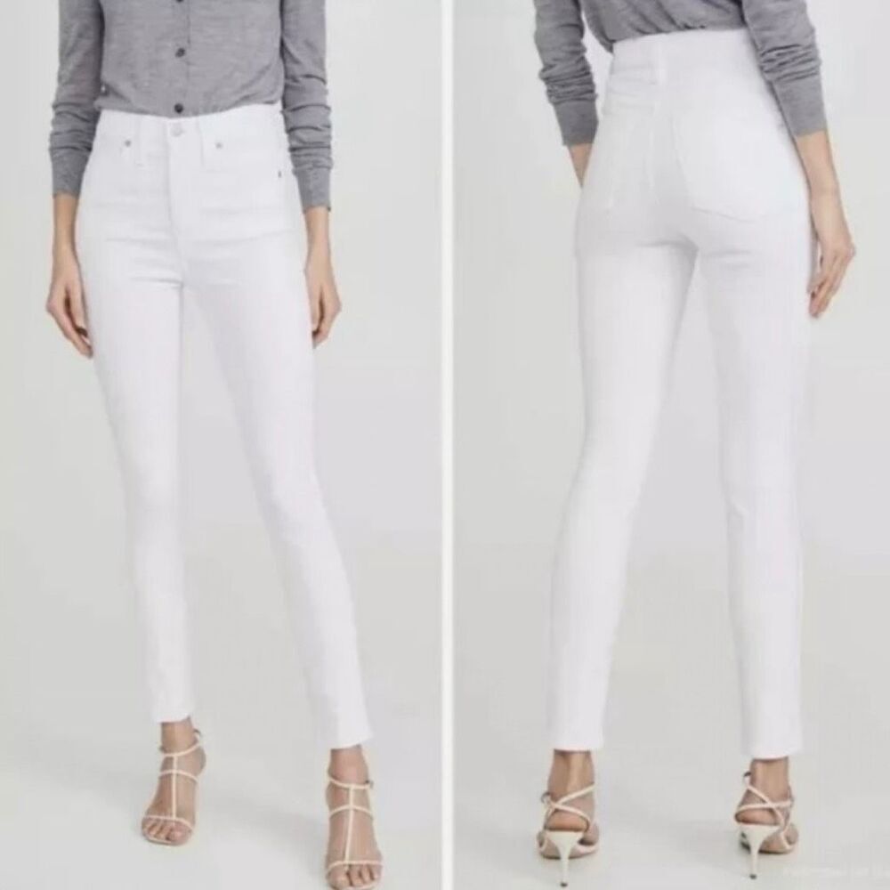 Madewell 10” High Rise Skinny Jeans in Pure White, Fitted Stretch Women’s 23